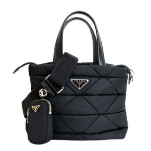 Prada Padded Quilted Tote Bag Black